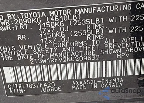 2022 Toyota Rav4 Xle z USA, uszkodzony, nr VIN 2T3W1RFV2NC209632